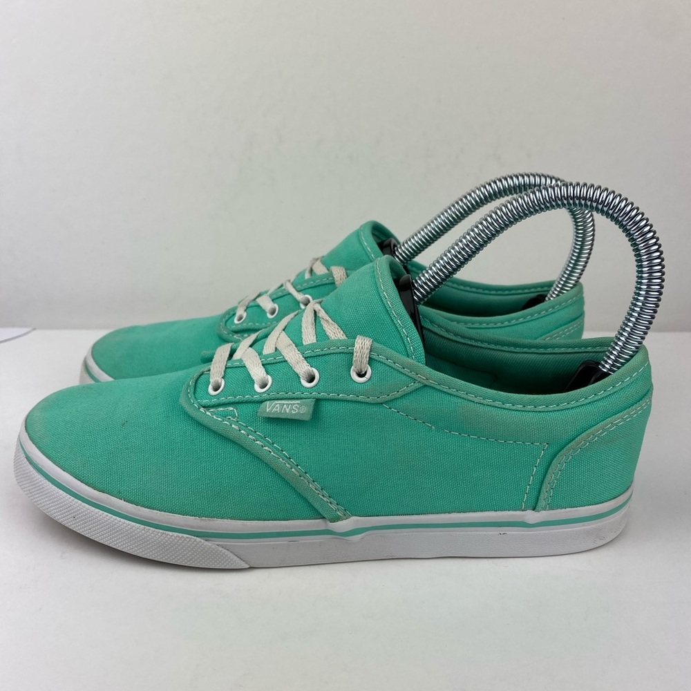 Vans Off the Wall Mint Green Canvas skate shoes.